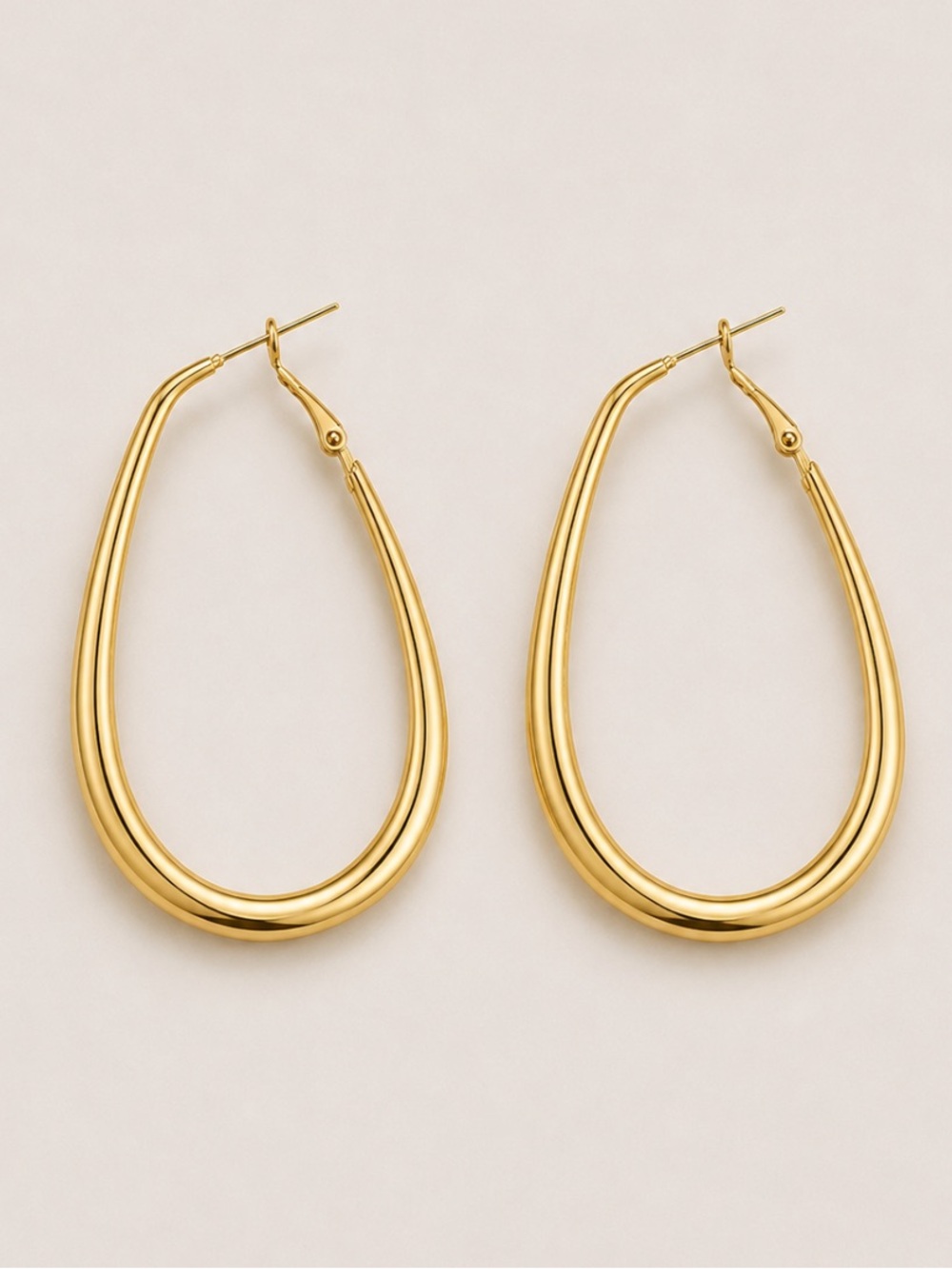New! Gold Oblong Hoop Earrings NWOT
